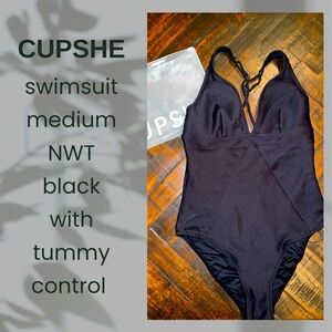 CUPSHE medium black one piece swimsuit with tummy control